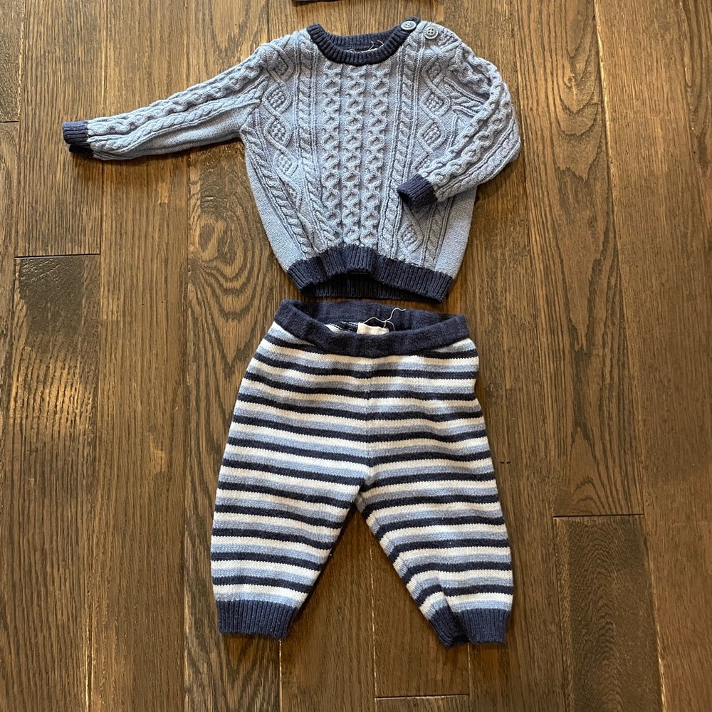 3-6 months matching sweater and pants.